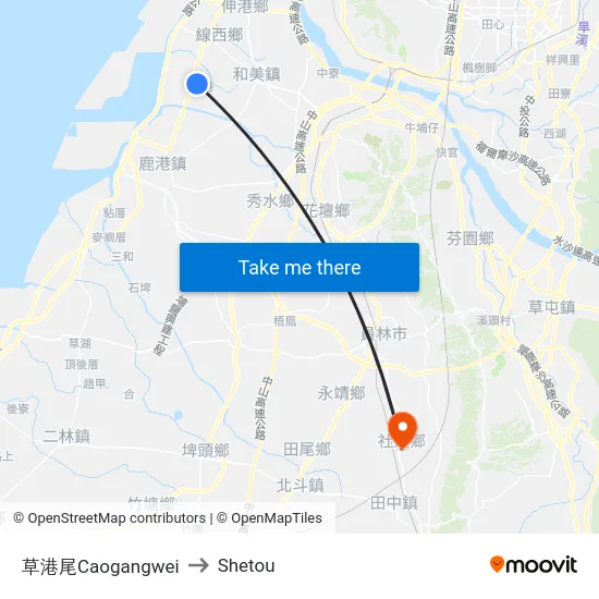 草港尾Caogangwei to Shetou map