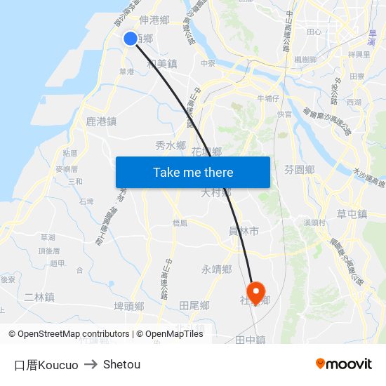 口厝Koucuo to Shetou map