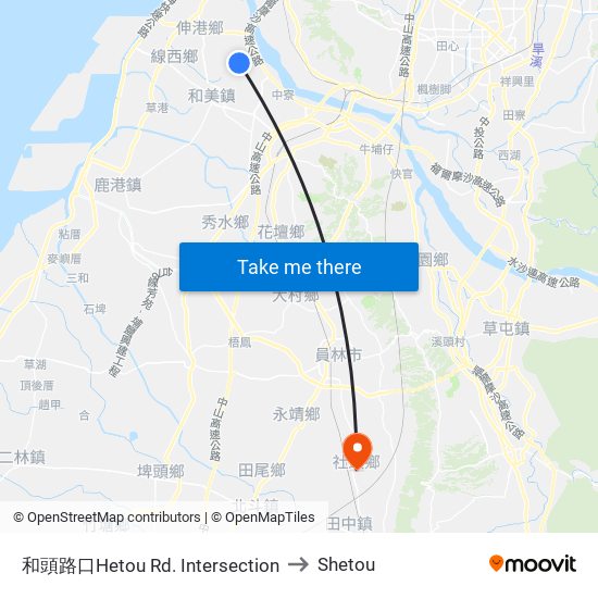 和頭路口Hetou Rd. Intersection to Shetou map