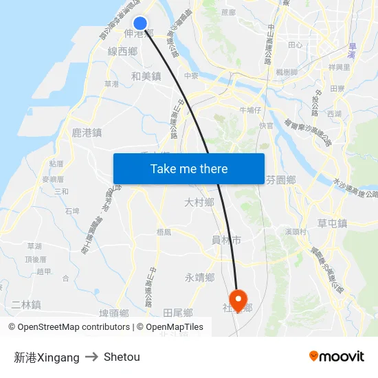 新港Xingang to Shetou map