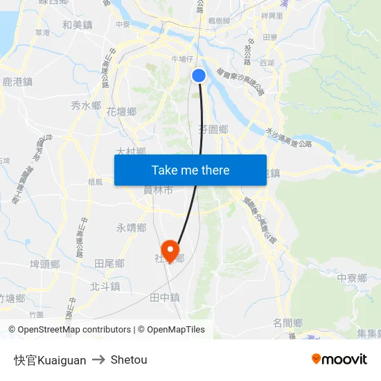 快官Kuaiguan to Shetou map