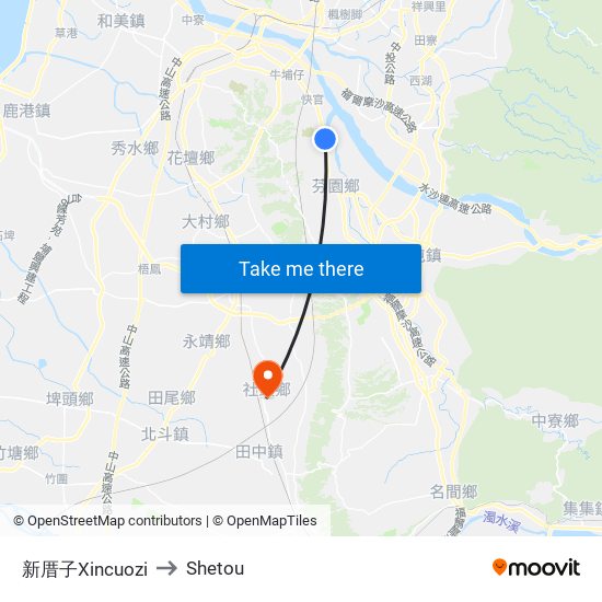新厝子Xincuozi to Shetou map