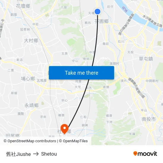 舊社Jiushe to Shetou map