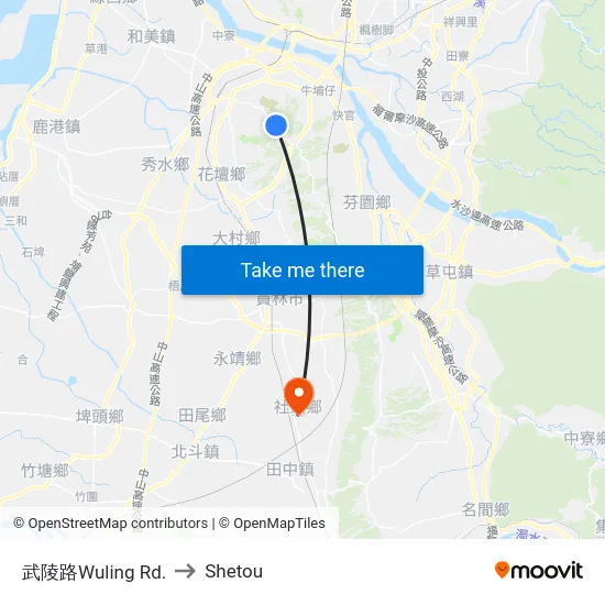 武陵路Wuling Rd. to Shetou map