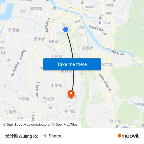 武陵路Wuling Rd. to Shetou map