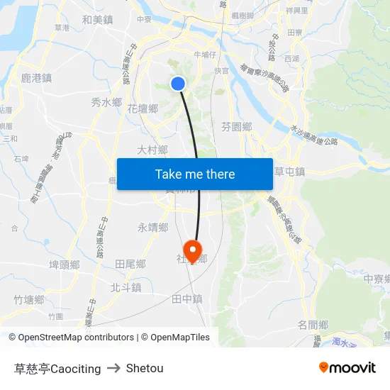 Caociting to Shetou map