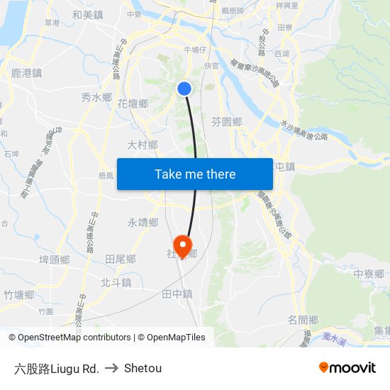 六股路Liugu Rd. to Shetou map