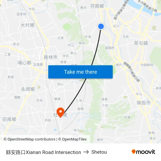 縣安路口Xianan Road Intersection to Shetou map