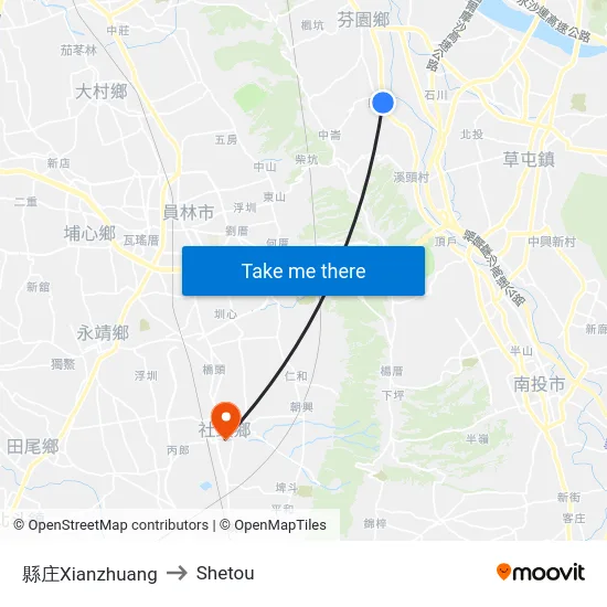 縣庄Xianzhuang to Shetou map