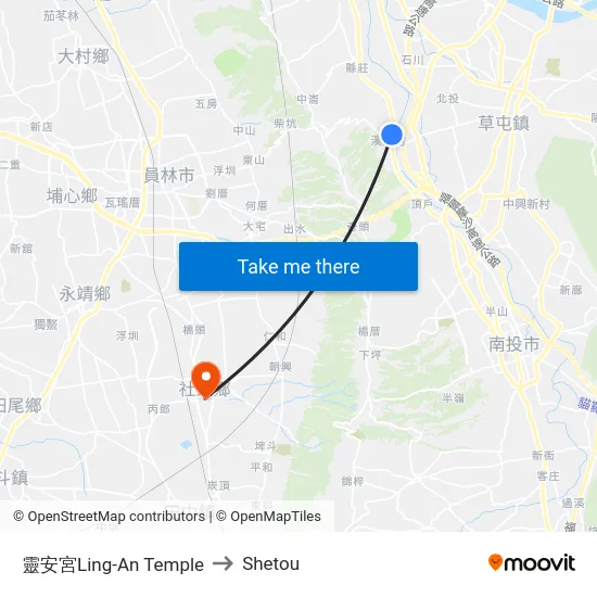 靈安宮Ling-An Temple to Shetou map
