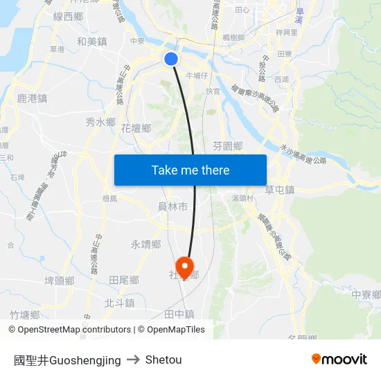 國聖井Guoshengjing to Shetou map