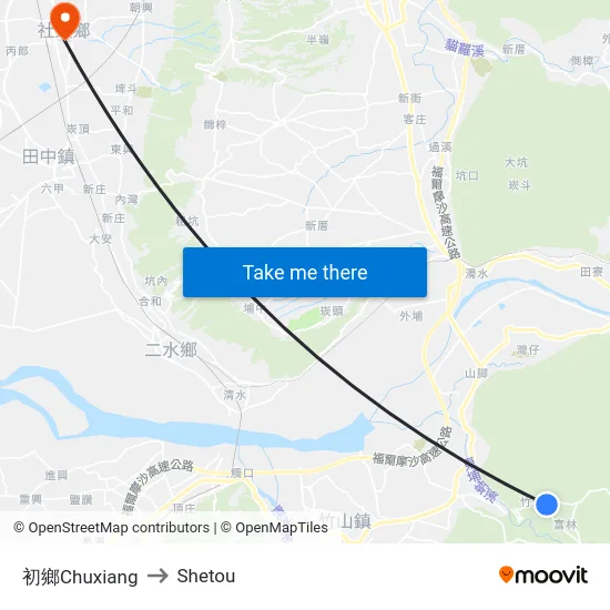 初鄉Chuxiang to Shetou map