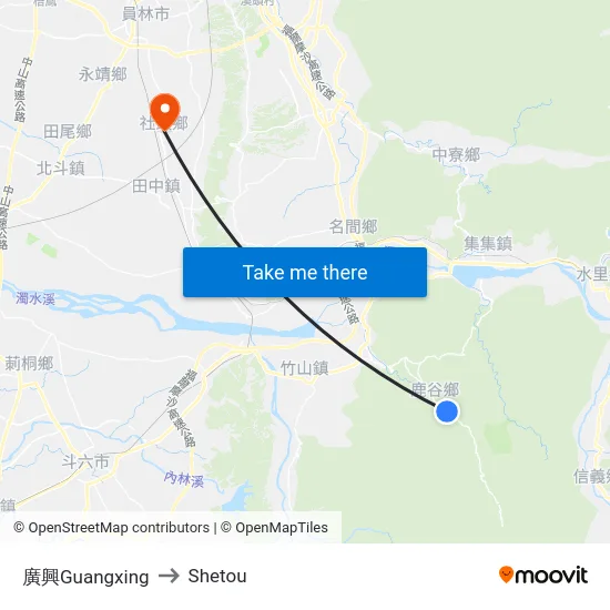 廣興Guangxing to Shetou map