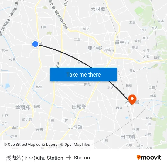 溪湖站(下車)Xihu Station to Shetou map