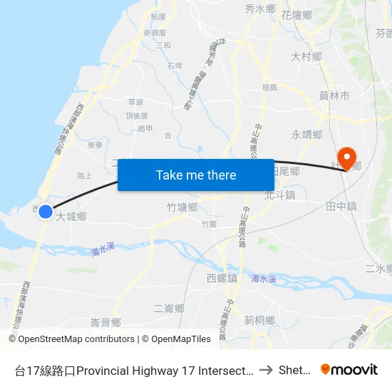 台17線路口Provincial Highway 17 Intersection to Shetou map