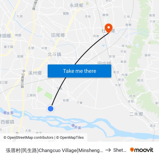 張厝村(民生路)Changcuo Village(Minsheng Rd.) to Shetou map