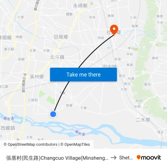 張厝村(民生路)Changcuo Village(Minsheng Rd.) to Shetou map