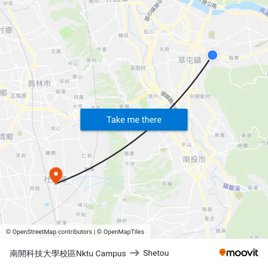 南開科技大學校區Nktu Campus to Shetou map