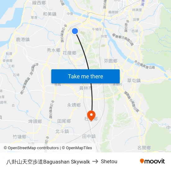 八卦山天空歩道Baguashan Skywalk to Shetou map