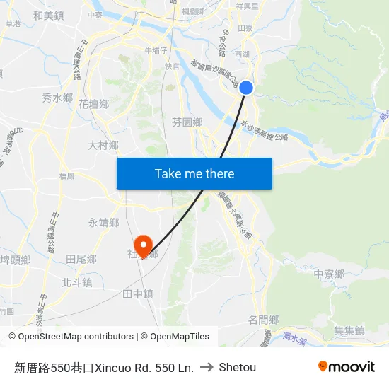 新厝路550巷口Xincuo Rd. 550 Ln. to Shetou map