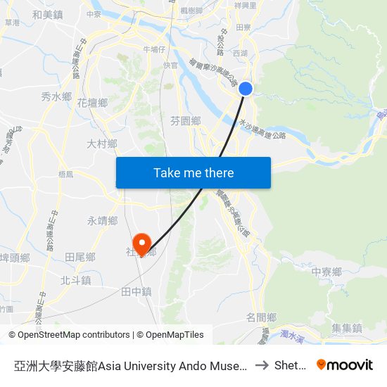 亞洲大學安藤館Asia University Ando Museum to Shetou map