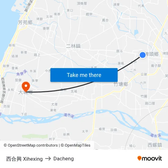 西合興 Xihexing to Dacheng map