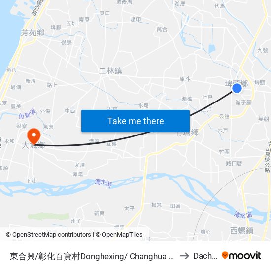 東合興/彰化百寶村Donghexing/ Changhua Souvenir Center to Dacheng map