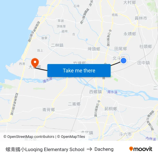Luoqing Elementary School to Dacheng map