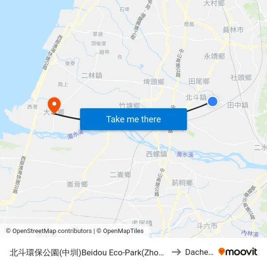 北斗環保公園(中圳)Beidou  Eco-Park(Zhongzun) to Dacheng map