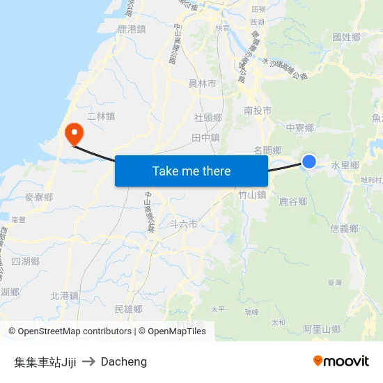 集集車站Jiji to Dacheng map