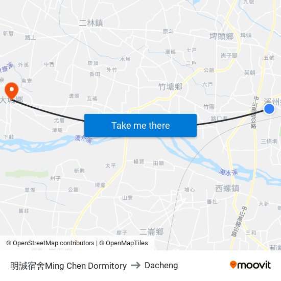 明誠宿舍Ming Chen Dormitory to Dacheng map