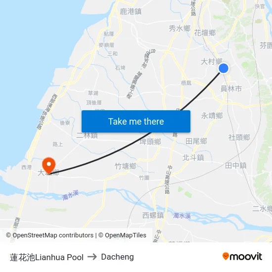 Lotus Pool to Dacheng map
