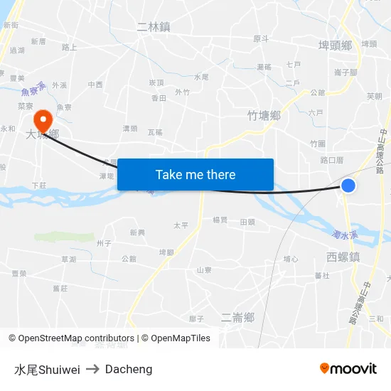 水尾Shuiwei to Dacheng map