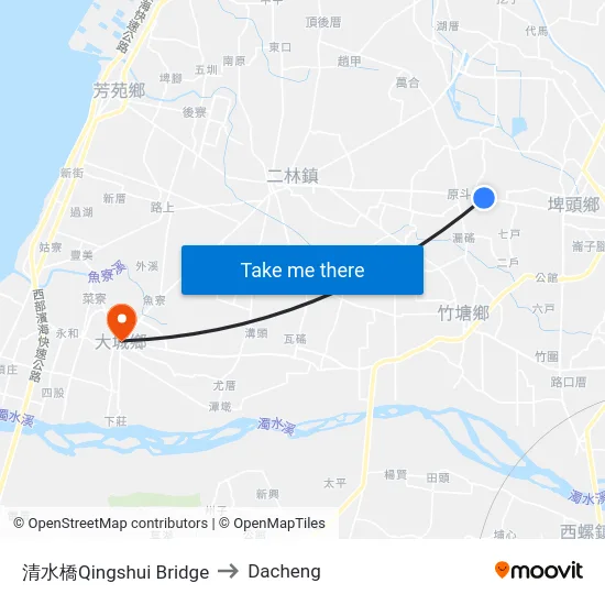 Qingshui Bridge to Dacheng map