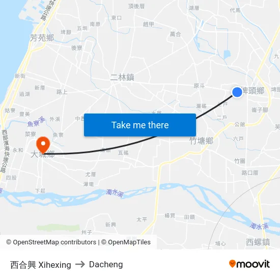 西合興 Xihexing to Dacheng map