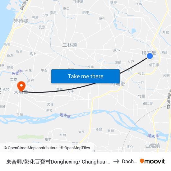 東合興/彰化百寶村Donghexing/ Changhua Souvenir Center to Dacheng map