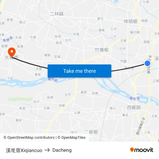Xiqiancuo to Dacheng map