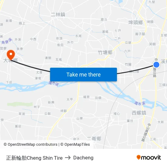 正新輪胎Cheng Shin Tire to Dacheng map