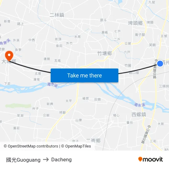 國光Guoguang to Dacheng map