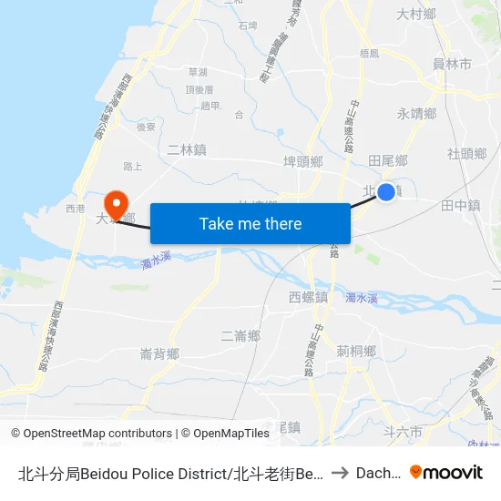 北斗分局Beidou Police District/北斗老街Beidou Old Street to Dacheng map