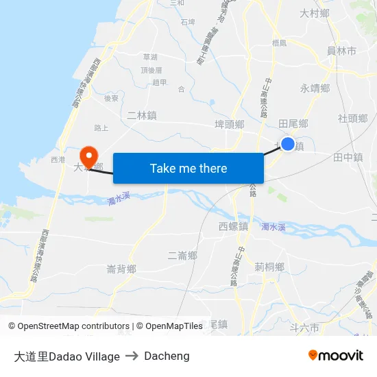 大道里Dadao Village to Dacheng map