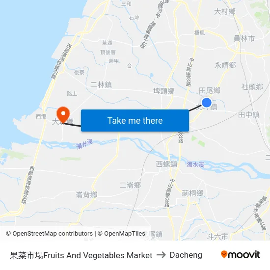 果菜市場Fruits And Vegetables Market to Dacheng map
