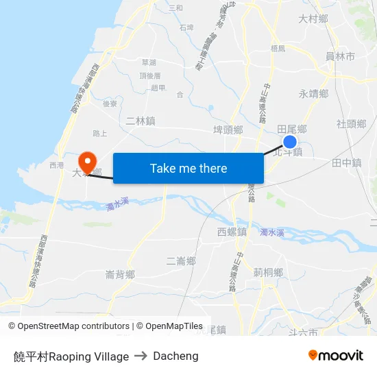 饒平村Raoping Village to Dacheng map