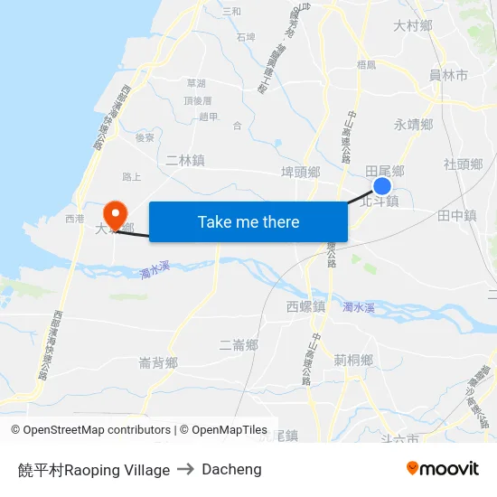 饒平村Raoping Village to Dacheng map