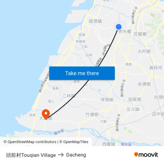 頭前村Touqian Village to Dacheng map