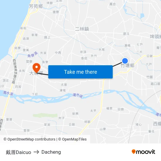 戴厝Daicuo to Dacheng map