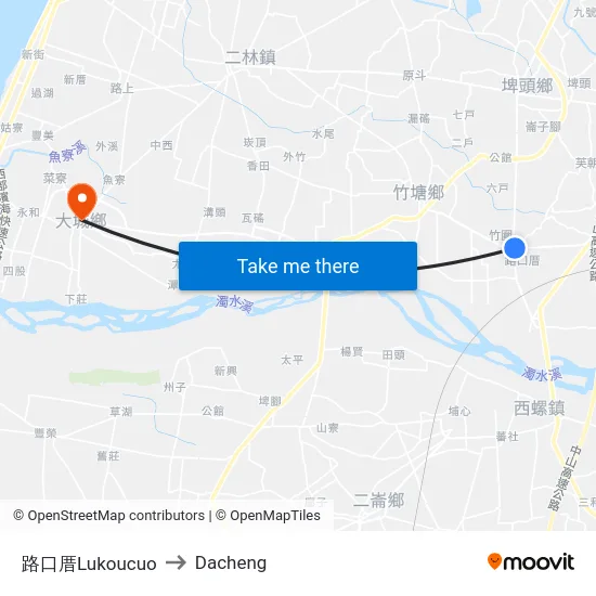 路口厝Lukoucuo to Dacheng map