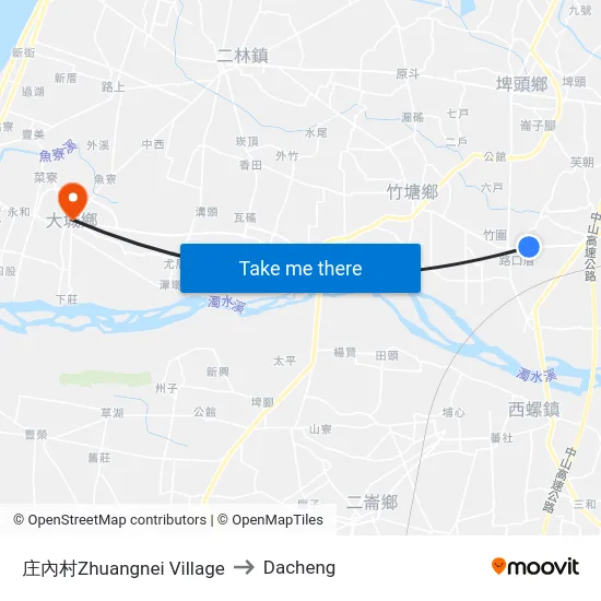 庄內村Zhuangnei Village to Dacheng map