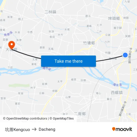 坑厝Kengcuo to Dacheng map