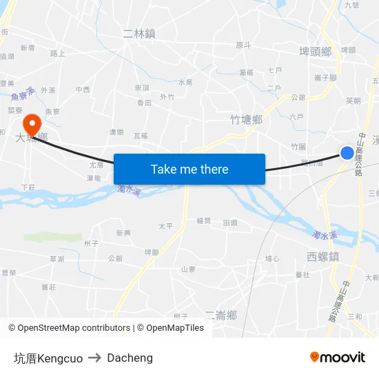 Kengcuo to Dacheng map